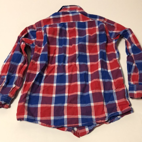 Children’s Place 5/6 Red,White & Blue Plaid LS Button Down Shirt - Picture 5 of 7
